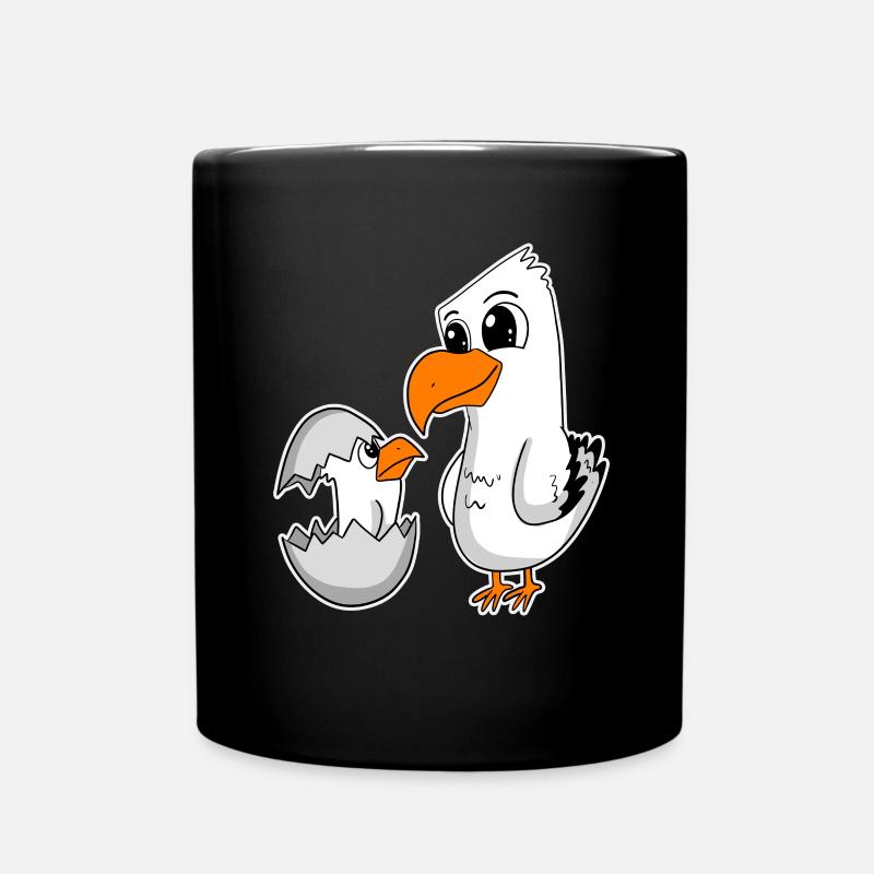 Famille de mouettes - mouette avec bébé - Mug uni - noir