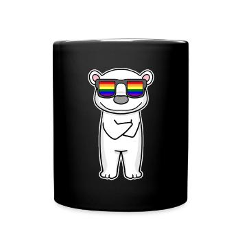 Arc-en-ciel - ours polaire avec lunettes - Mug uni - noir - Devant