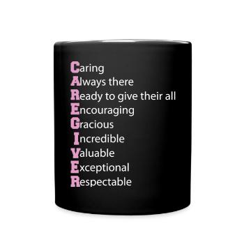 Caregiver Definition Elderly Caregiving Carer - Full Colour Mug - black - Front