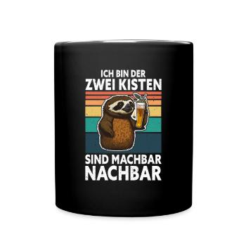 2 Kisten sind machbar Nachbar Faultier - Tasse einfarbig - Schwarz - Vorne