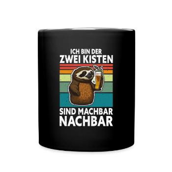 2 Kisten sind machbar Nachbar Faultier - Tasse einfarbig - Schwarz - Vorne