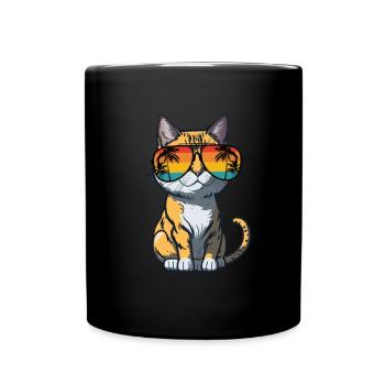 Cool Feline in Shades: Whiskered Purrfection - Tasse einfarbig - Schwarz - Vorne