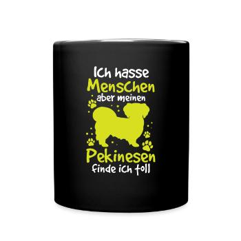 Pekinese finde ich toll Peking-Palasthund - Tasse einfarbig - Schwarz - Vorne