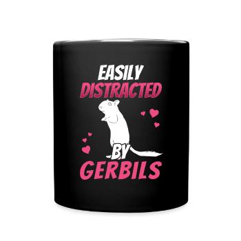 Distracted by gerbil rodent Gerbil - Full Colour Mug - black - Front