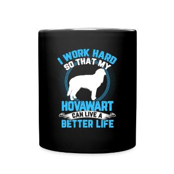 Hovawart arbeite hart derber Bauernhund - Tasse einfarbig - Schwarz - Vorne