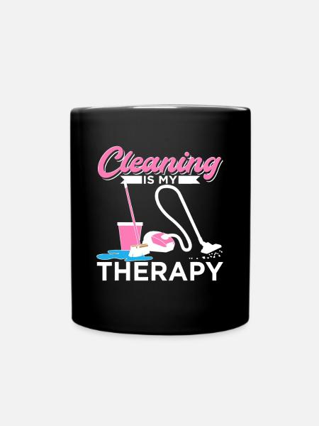 Putzen ist meine Therapie Lustige Haushaltsreinigung - Tasse einfarbig - Schwarz