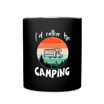 I'd rather camp Vintage RV Forest - Full Colour Mug - black - Front