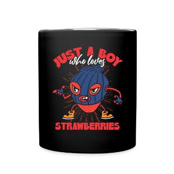 Nur ein Junge, der Erdbeeren liebt - Tasse einfarbig - Schwarz - Vorne