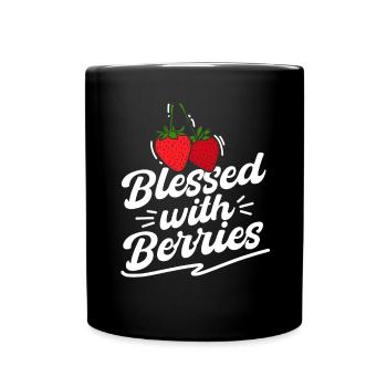 Fraises Drôle de Berry Lover Fruit - Mug uni - noir - Devant