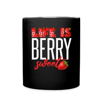 Das Leben ist beerig süß - Tasse einfarbig - Schwarz - Vorne