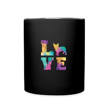 Amour bouledogue français - Mug uni - noir - Devant