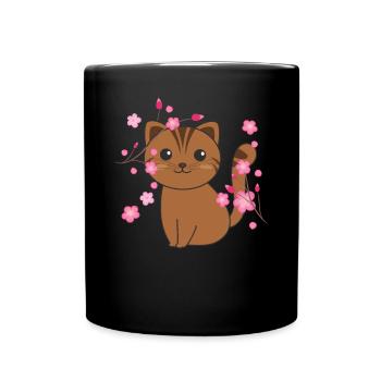 Chat animaux mignons pour enfants kawaii - Mug uni - noir - Devant