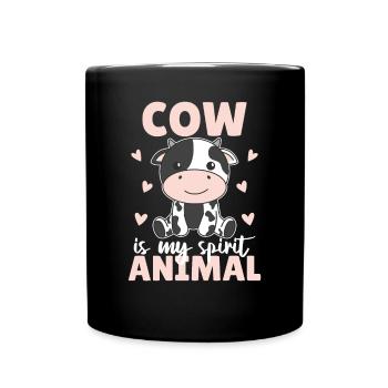 Cow is my spirit animal - cute cow design - Full Colour Mug - black - Front