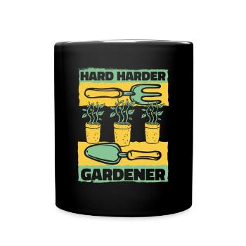 Hard Harder Gardener Horticulture Allotment Garden - Full Colour Mug - black - Front