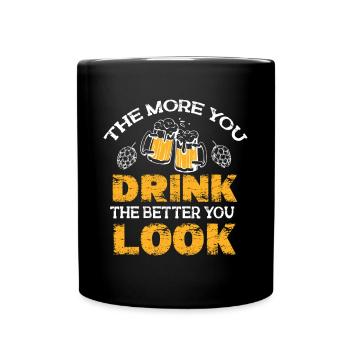 Feiern Bier Party Spruch I Biertrinken - Tasse einfarbig - Schwarz - Vorne