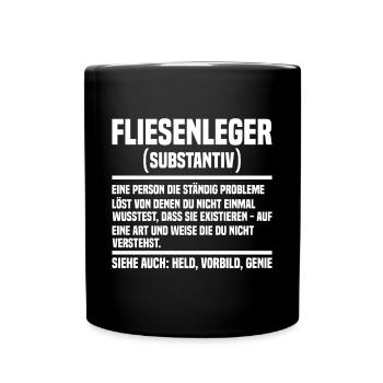 Fliesenleger - Tasse einfarbig - Schwarz - Vorne