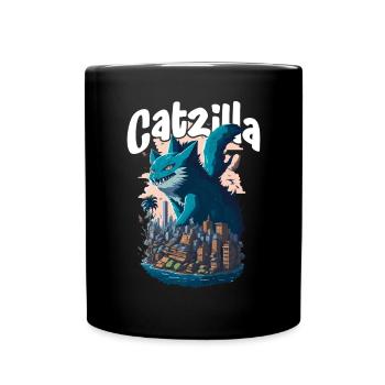Catzilla Unleashed Funny Cartoon-Style Feline - Tasse einfarbig - Schwarz - Vorne