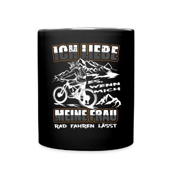 Ich Liebe meine Frau MTB Mountainbike Fahrrad Rad - Tasse einfarbig - Schwarz - Vorne