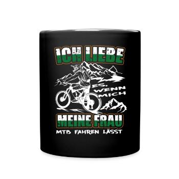 Ich Liebe meine Frau MTB Mountainbike Fahrrad Rad - Tasse einfarbig - Schwarz - Vorne