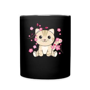 Chat animaux mignons pour enfants kawaii - Mug uni - noir - Devant