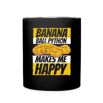 Makes Me Happy Snake Python Banana Ball Python - Full Colour Mug - black - Front