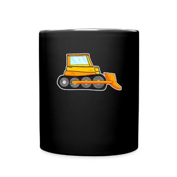 Bagger Baustelle Baggerfahrer - Tasse einfarbig - Schwarz - Vorne