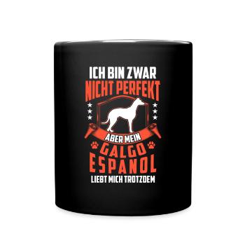 Galgo Espanol liebt mich Spanischer Windhund - Tasse einfarbig - Schwarz - Vorne