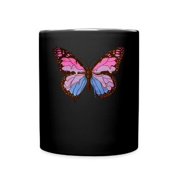 Fierté transgenre Papillon Drapeau Trans Subti - Mug uni - noir - Devant