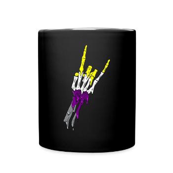 Non Binary Pride Flag Devil Horn Skeleton Subtle - Tasse einfarbig - Schwarz - Vorne