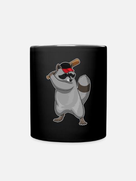 Waschbär Baseball Baseballschläger - Tasse einfarbig - Schwarz