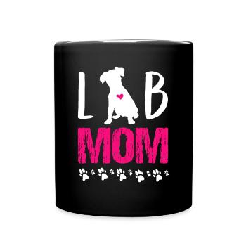 Lab Mom Happy Mother's Day Dog Breed Paw Bark Bone - Full Colour Mug - black - Front