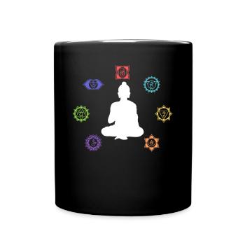 Meditierende Silhouette Chakren - Hippie Kostüm - Tasse einfarbig - Schwarz - Vorne