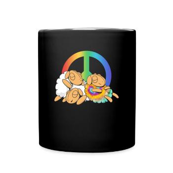 Rainbow Sheep in Herd - Hippie Costume Tie Dye - Full Colour Mug - black - Front