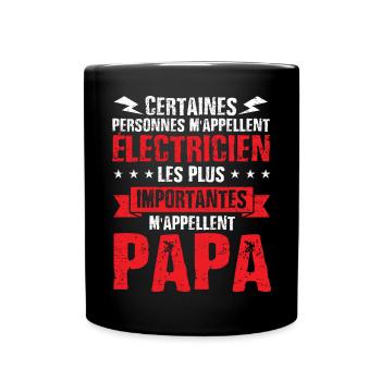 Idée cadeau électricien papa humour fête des pères - Mug uni - noir - Devant