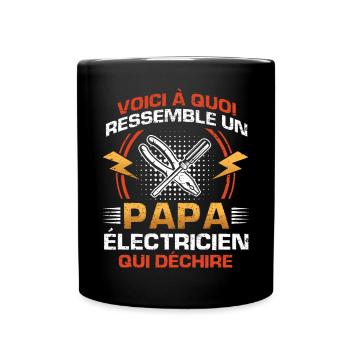 Cadeau fête des pères électricien papa qui déchire - Mug uni - noir - Devant