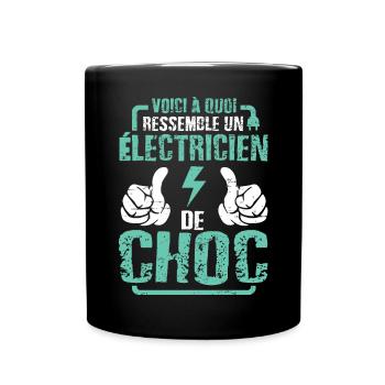 cadeau électricien de choc citation humoristique - Mug uni - noir - Devant