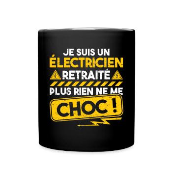 Électricien retraité fête des pères grand-père - Mug uni - noir - Devant