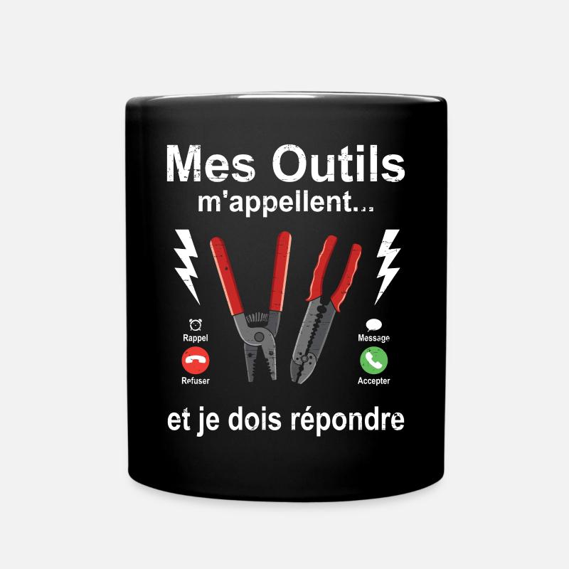 Électricien mes outils m'appellent fête des pères - Mug uni - noir