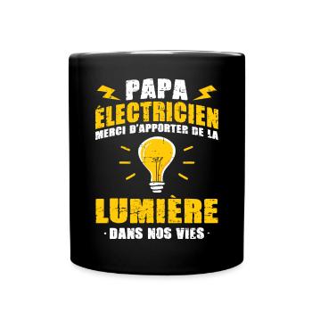 Idée cadeau papa humour fête des pères électricien - Mug uni - noir - Devant