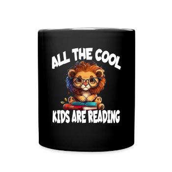 All The Cool Kids Are Reading Löwe - Tasse einfarbig - Schwarz - Vorne