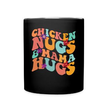 H�hnerfl�sse und Mama Umarmungen Retro -H�hnernugg - Tasse einfarbig - Schwarz - Vorne