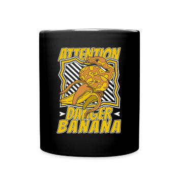 Attention Danger Banana Python Schlange Banana - Tasse einfarbig - Schwarz - Vorne