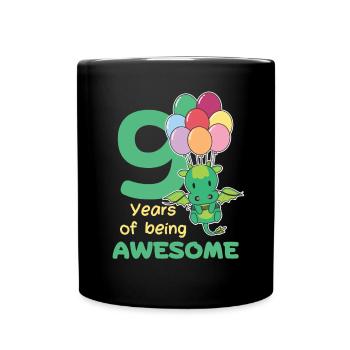 Drache zum 9. Geburtstag Kinder neun Jahre alt - Tasse einfarbig - Schwarz - Vorne