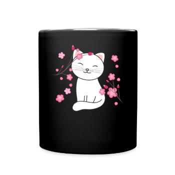 Chat animaux mignons pour enfants kawaii - Mug uni - noir - Devant