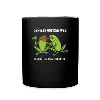 Geh mir aus dem Weg unnötiger Sozialkontakt Frosch - Tasse einfarbig - Schwarz - Vorne