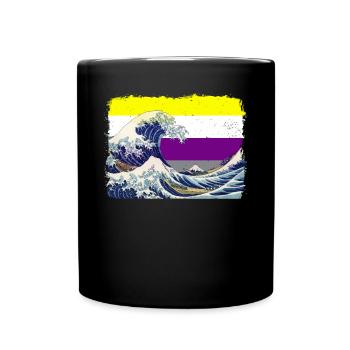 Drapeau de la fierté non binaire Grande vague au large de Kanagawa - Mug uni - noir - Devant