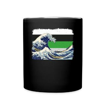 Demiromantic Pride Flag Great Wave off Kanaga - Full Colour Mug - black - Front