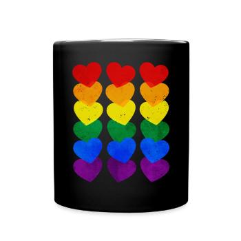 Gay Pride Rainbow Flag Hearts Subtil - Mug uni - noir - Devant