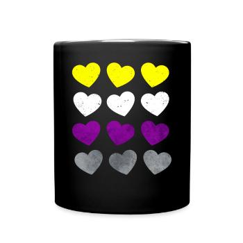 Nicht binär Stolz Flagge Herzen Subtil LGBTQ - Tasse einfarbig - Schwarz - Vorne