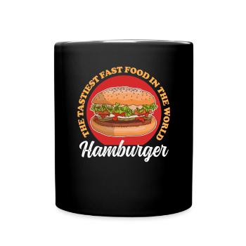 Hamburger Fast Food Burger Fastfood Geschenk - Tasse einfarbig - Schwarz - Vorne